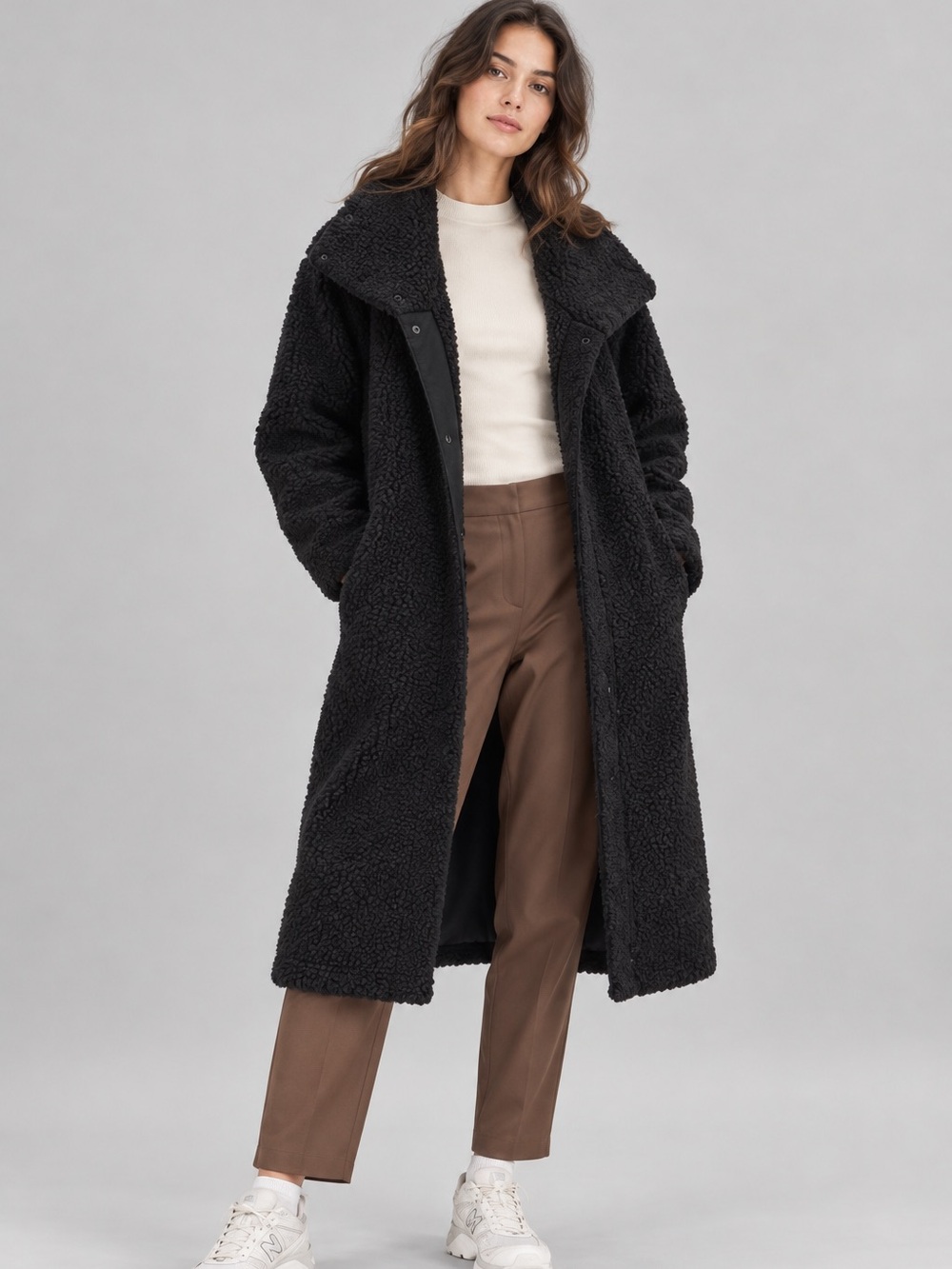 Lululemon Lab Textured Fleece Long Coat Jacket Women’s Size 4 Teddy Sherpa C2